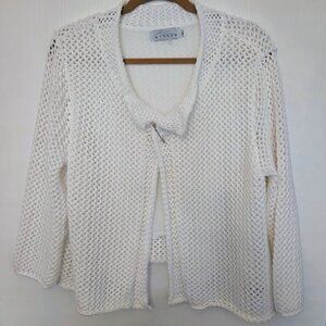Willow white‎ crochet open front cardigan Size XL NWOT
